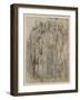 Group of Warriors (Donatello's St George at Orsanmichele in the Centre) (Pen and Brown Ink on White-Raphael-Framed Giclee Print