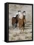 Group of Wild Horses, Cantering Across Sagebrush-Steppe, Adobe Town, Wyoming, USA-Carol Walker-Framed Stretched Canvas