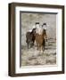 Group of Wild Horses, Cantering Across Sagebrush-Steppe, Adobe Town, Wyoming, USA-Carol Walker-Framed Premium Photographic Print