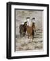 Group of Wild Horses, Cantering Across Sagebrush-Steppe, Adobe Town, Wyoming, USA-Carol Walker-Framed Premium Photographic Print