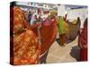 Group of Women Drying Their Saris by the Sacred Lake, Pushkar, Rajasthan State, India-Eitan Simanor-Stretched Canvas