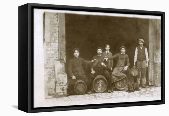 Group of Working Men with a Dog, France-null-Framed Stretched Canvas