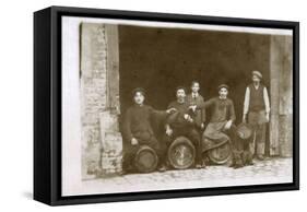 Group of Working Men with a Dog, France-null-Framed Stretched Canvas