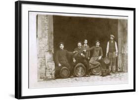 Group of Working Men with a Dog, France-null-Framed Photographic Print