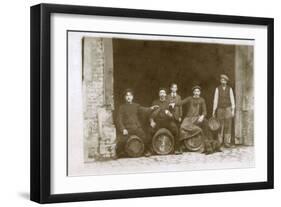 Group of Working Men with a Dog, France-null-Framed Photographic Print