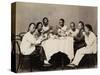 Group of Young Chinese Men Having Lunch-null-Stretched Canvas