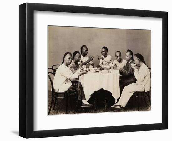 Group of Young Chinese Men Having Lunch-null-Framed Photographic Print