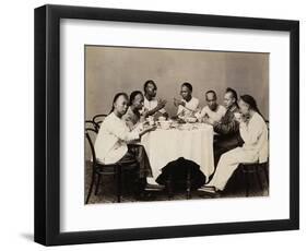 Group of Young Chinese Men Having Lunch-null-Framed Photographic Print