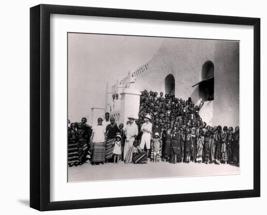 Group of Young Girls in Front of the Residency at Filinge Near Nyamey, Niger, 1929-French Photographer-Framed Photographic Print