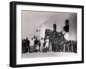 Group of Young Girls in Front of the Residency at Filinge Near Nyamey, Niger, 1929-French Photographer-Framed Photographic Print