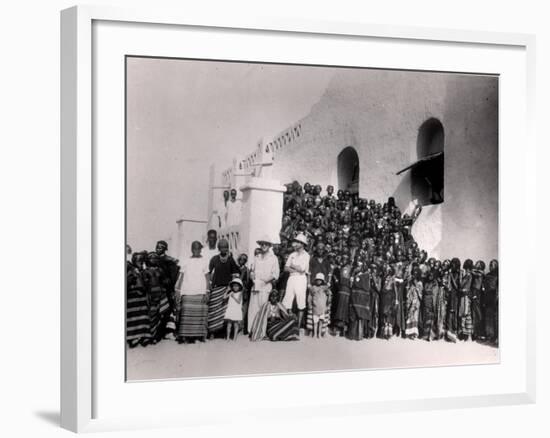 Group of Young Girls in Front of the Residency at Filinge Near Nyamey, Niger, 1929-French Photographer-Framed Photographic Print