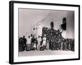 Group of Young Girls in Front of the Residency at Filinge Near Nyamey, Niger, 1929-French Photographer-Framed Photographic Print