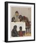 "Group of Young Primates", Young Monkeys and Children-E. Yarrow-Framed Art Print