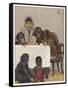 "Group of Young Primates", Young Monkeys and Children-E. Yarrow-Framed Stretched Canvas