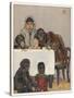 "Group of Young Primates", Young Monkeys and Children-E. Yarrow-Stretched Canvas