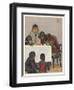 "Group of Young Primates", Young Monkeys and Children-E. Yarrow-Framed Art Print