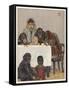 "Group of Young Primates", Young Monkeys and Children-E. Yarrow-Framed Stretched Canvas