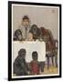 "Group of Young Primates", Young Monkeys and Children-E. Yarrow-Framed Art Print