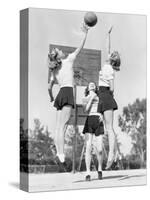 Group of Young Woman Playing Basketball-null-Stretched Canvas