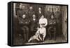 Group Photo with Soldiers and Dog in Yard-null-Framed Stretched Canvas