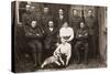 Group Photo with Soldiers and Dog in Yard-null-Stretched Canvas