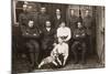Group Photo with Soldiers and Dog in Yard-null-Mounted Photographic Print