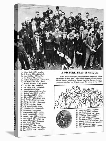 Group Photograph of 39 Athletes and Winners of 40 Gold Medals at the 1956 Melbourne Olympics-null-Stretched Canvas