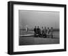 Group portrait in front of glider at Kill Devil Hill Photograph - Kitty Hawk, NC-Lantern Press-Framed Art Print