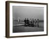 Group portrait in front of glider at Kill Devil Hill Photograph - Kitty Hawk, NC-Lantern Press-Framed Art Print