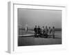 Group portrait in front of glider at Kill Devil Hill Photograph - Kitty Hawk, NC-Lantern Press-Framed Art Print