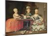 Group Portrait of a Boy and Two Girls Building a House of Cards with Other Games by the Table-Francois Hubert Drouais-Mounted Giclee Print