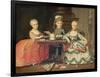 Group Portrait of a Boy and Two Girls Building a House of Cards with Other Games by the Table-Francois Hubert Drouais-Framed Giclee Print