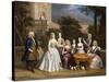 Group Portrait of a Family, in the Grounds of a Country House-Benjamin Ferrers-Stretched Canvas