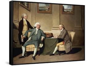 Group Portrait of Sergeant-at-Arms Bonfoy, His Son, and John Clementson-John Hamilton Mortimer-Framed Stretched Canvas