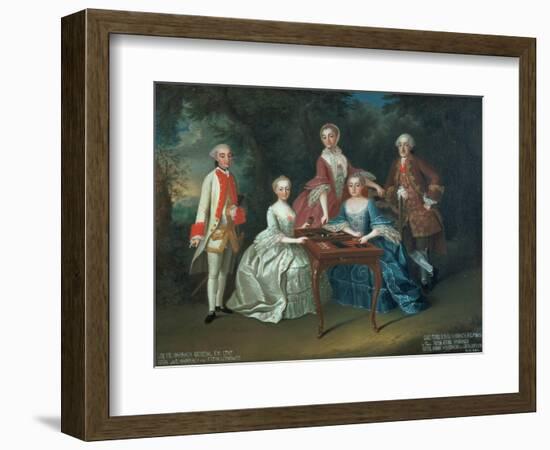 Group Portrait of the Harrach Family Playing Backgammon Including General Count Ferdinand Harrach-Johann Wilhelm Hoffnas-Framed Giclee Print