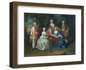 Group Portrait of the Harrach Family Playing Backgammon Including General Count Ferdinand Harrach-Johann Wilhelm Hoffnas-Framed Giclee Print