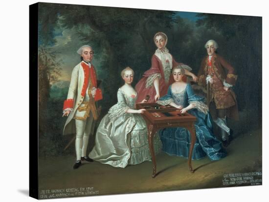 Group Portrait of the Harrach Family Playing Backgammon Including General Count Ferdinand Harrach-Johann Wilhelm Hoffnas-Stretched Canvas