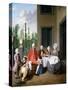 Group Portrait of the Van Den Bosch Family, Dining by a House, a Topiary Garden Beyond, 1777-Jan Josef the Younger Horemans-Stretched Canvas