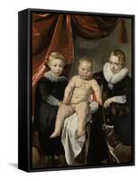 Group Portrait of Three Brothers-Thomas de Keyser-Framed Stretched Canvas
