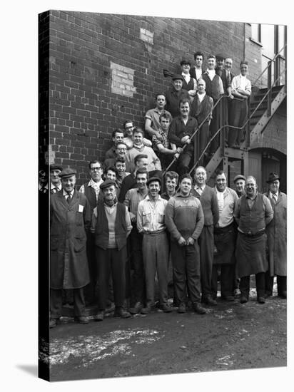 Group Portrait of Workers, Edgar Allens Steel Foundry, Sheffield, South Yorkshire, 1963-Michael Walters-Stretched Canvas