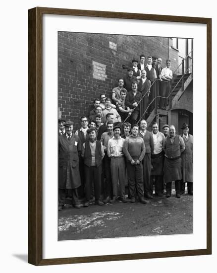 Group Portrait of Workers, Edgar Allens Steel Foundry, Sheffield, South Yorkshire, 1963-Michael Walters-Framed Photographic Print