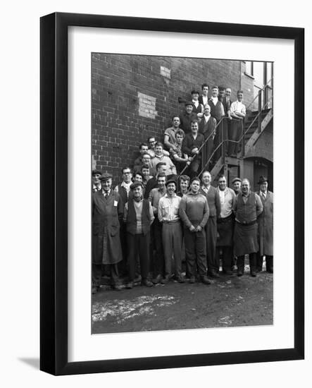 Group Portrait of Workers, Edgar Allens Steel Foundry, Sheffield, South Yorkshire, 1963-Michael Walters-Framed Photographic Print