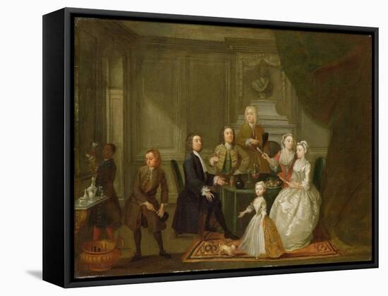 Group Portrait, Probably of the Raikes Family, c.1730-32-Gawen Hamilton-Framed Stretched Canvas