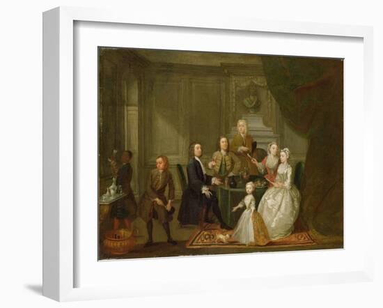 Group Portrait, Probably of the Raikes Family, c.1730-32-Gawen Hamilton-Framed Giclee Print