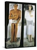 Group Statue Portraying Rahotep and Nofret, Painted Limestone from Meidum-null-Stretched Canvas
