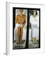 Group Statue Portraying Rahotep and Nofret, Painted Limestone from Meidum-null-Framed Giclee Print