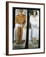 Group Statue Portraying Rahotep and Nofret, Painted Limestone from Meidum-null-Framed Giclee Print