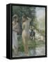 Groupe de baigneuses au bord de l'eau-Camille Pissarro-Framed Stretched Canvas