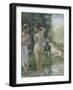 Groupe de baigneuses au bord de l'eau-Camille Pissarro-Framed Giclee Print