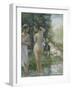 Groupe de baigneuses au bord de l'eau-Camille Pissarro-Framed Giclee Print